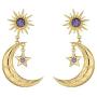 Sun Star Moon Drop Dangle Earrings for Women Girl Sun Moon Crescent Rhinestone Stud Earrings Bohemian Jewelry