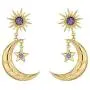Sun Star Moon Drop Dangle Earrings for Women Girl Sun Moon Crescent Rhinestone Stud Earrings Bohemian Jewelry