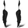 Santuzza 925 Sterling Silver Angel Wing Black Spinel Drop Earrings Lucky Ear Dangles for Gift to Women Girls Chirsmas Birthday Thanksgiving Graduation