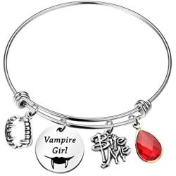 KEYCHIN American TV Show Inspired Jewelry Halloween Jewellery Vampire Girl Bracelet Narration of Classic Movies Damon Stefan Fans Keychain Movie Peripheral Jewellery