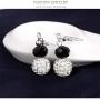 MJartoria Womens Black White Faux Pearls Necklace Earrings Bracelet Jewelry Sets (Black+White)