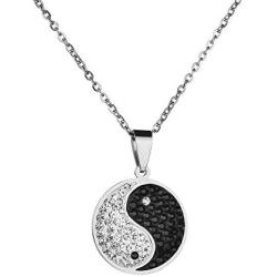 Yin Yang necklace Surgical Stainless Steel Chinese Taiji Bagua Jewelry with Diamond Eight Diagrams