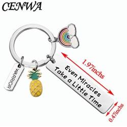 CENWA Rainbow Baby Keychain for New Mom Even Miracles Take a Little Time Keychain IVF Infertility Warrior Gift