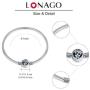 LONAGO Jewelry Moments Daisy Flower Snake Chain Charm 925 Sterling Silver Blue Crystal Bracelet Fit Pandora Charm Birthday Gift for Women Mom