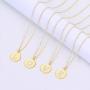 Tiny Initial Necklaces - 14K Gold Plated Dainty Cute Round Letter Necklace for Women Girls