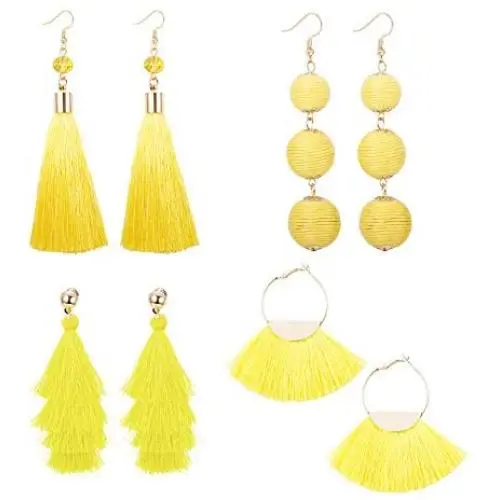 LOYALLOOK 4Pairs Tassel Earrings For Women Fan Shape Tassel Earrings Long Thread Tassel Earrings Bohemian Fringe Drop Handmade Earrings LOYALLOOK 4Pairs Tassel Earrings For Women Fan Shape Tassel Earrings Long Thread Tassel Earrings Bohemian Fringe Drop Handmade Earrings