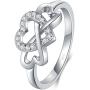 BORUO 925 Sterling Silver Ring, High Polish Cubic Zirconia Infinity and Heart Tarnish Resistant Comfort Fit Ring