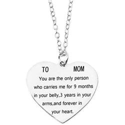 Gifts for Mom Women You Are the Only Person Heart Pendant Necklace Mother Gifts Charm Necklace Gifts for Mom from Son Daugter Mothers Day Gifts Birthday Christmas Gifts for Mother