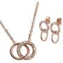 LuckyLy Interlocking Circles Necklace and Earring Set Stainless Steel with Cubic Zirconia