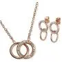 LuckyLy Interlocking Circles Necklace and Earring Set Stainless Steel with Cubic Zirconia