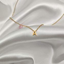 Small Initial Necklace 18K Gold Plated Stainless Steel Tiny Letter Necklace Personalized Monogram Name Necklace for Women Girls