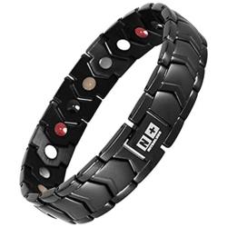 N+NITROLUBE Magnetic Bracelet for Men Stainless Steel Bracelets Therapy Energy Magnet Arthritis Jewelry (Black, 8.26 inches)