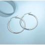 FANCIME White Gold Plated Polished Solid Sterling Silver Flat Edge 50mm Click-top Hoop Earrings Dainty Fine Jewelry For Women Girls Size 30mm 40mm 50mm