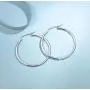 FANCIME White Gold Plated Polished Solid Sterling Silver Flat Edge 50mm Click-top Hoop Earrings Dainty Fine Jewelry For Women Girls Size 30mm 40mm 50mm