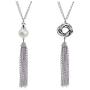 Dcfywl731 2psc Long Tassel Necklace for Women Set Pearl Necklace Knot Pendant Necklace Sweater Chain Necklace Jewelry