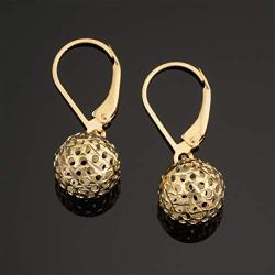 KoolJewelry Real 10k Yellow Gold White Gold or Rose Gold Filigree Ball Earrings Minimalist Jewelry for Women