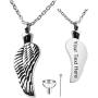 Fanery Sue Personalized Urn Necklace for Human Ashes Keepsake Custom Cremation Jewelry Memorial Angel Wing Pendant