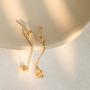 S.Leaf Cubic Zirconia Stud Earrings with Chain Sterling Silver Dangle Earrings for Women