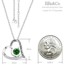 May Birthstone Emerald Jewelry Mothers Day Necklace for Birthday Gifts I Love You to the Moon and Back Love Heart Pendant Sterling Silver Necklace
