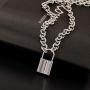 Butterfly Lock Chains Necklace Angel Layered Choker Emo Aesthetic Chunky Chains for Eboy Egirl Women Men (#1-Silver)