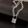 Butterfly Lock Chains Necklace Angel Layered Choker Emo Aesthetic Chunky Chains for Eboy Egirl Women Men (#1-Silver)