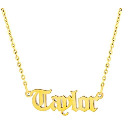 Joycuff Old English Name Necklace(Over 800 Names are in Stock) Personalized 18K Gold Plated Monogram Jewelry Christmas Birthday Gift for Women