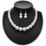 Colorose Faux Pearl Necklace Earring Set for Women Chunky Beads Strand Statement Necklaces Costume Jewelry