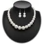 Colorose Faux Pearl Necklace Earring Set for Women Chunky Beads Strand Statement Necklaces Costume Jewelry