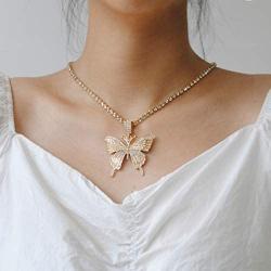 Yixin Butterfly Choker Necklace for Women Girls Crystal Rhinestone Ball Tennis Chain Jewelry Pendant Collar Necklace at Party Wedding