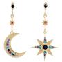 HMOOY Moon and Star Earrings, Bohemian Asymmetrical Sun Moon Star Dangle Earrings Fashion Long Drop Dangle Stud Earrings Punk Jewelry for Women Girls