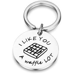 SEIRAA Waffle Keychain I Love You A Waffle Lot Jewelry Valentines Day for Boyfriend Girlfriend Husband Wife