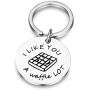 SEIRAA Waffle Keychain I Love You A Waffle Lot Jewelry Valentines Day for Boyfriend Girlfriend Husband Wife