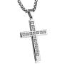 Fusamk Fashion Religious Titanium Steel Crystal Cross Pendant Necklace,22'' Link Chain