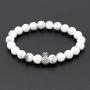 POSHFEEL Pineapple Charm Bracelets for Lovers Couple Black Matte Agate & White Howlite 8mm Beads Bracelet, 7.6''+7.2''