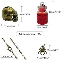 ApinJe Detachable Steampunk Skull Pendant Glass Bottle Necklace Skeleton Spider Hallowenn Decoration Costume Jewelry