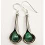 SilverStarJewel Natural Drop 6 x 9 mm Cab Malachite tcw 3.0 Earrings 1.7'' Sterling Silver