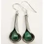 SilverStarJewel Natural Drop 6 x 9 mm Cab Malachite tcw 3.0 Earrings 1.7'' Sterling Silver SilverStarJewel Natural Drop 6 x 9 mm Cab Malachite tcw 3.0 Earrings 1.7'' Sterling Silver