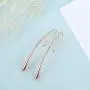 Rhinestone Dangles Earrings,Rose Gold Plated Long Linear Drop Threader Dangles Earrings For Women Jewelry Gifts