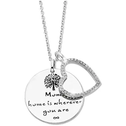 Necklace For Mom - Home Is Wherever You Are Heart Love Mothers Day Jewelry Mother Sterling Silver Pendant Necklace Necklace For Mom - Home Is Wherever You Are Heart Love Mothers Day Jewelry Mother Sterling Silver Pendant Necklace