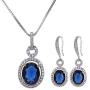Bridal Jewelry Set for Women - Silver Plated Cubic Zirconia Crystal Oval Halo Necklace and Dangle Earrings Set Fashion Jewelry Set by AMYJANE