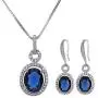 Bridal Jewelry Set for Women - Silver Plated Cubic Zirconia Crystal Oval Halo Necklace and Dangle Earrings Set Fashion Jewelry Set by AMYJANE Bridal Jewelry Set for Women - Silver Plated Cubic Zirconia Crystal Oval Halo Necklace and Dangle Earrings Set Fashion Jewelry Set by AMYJANE