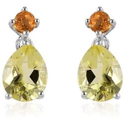 Shop LC 2 stone Dangle Drop Earrings for Women Platinum Over 925 Sterling Silver Prom Purple Jewellery Mothers Day Gifts (Black Spinel/Yellow-Quartz/Amethyst/Green-Peridot)
