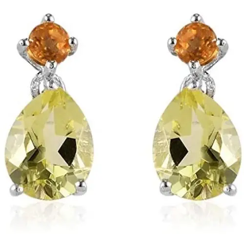 Shop LC 2 stone Dangle Drop Earrings for Women Platinum Over 925 Sterling Silver Prom Purple Jewellery Mothers Day Gifts (Black Spinel/Yellow-Quartz/Amethyst/Green-Peridot)