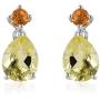 Shop LC 2 stone Dangle Drop Earrings for Women Platinum Over 925 Sterling Silver Prom Purple Jewellery Mothers Day Gifts (Black Spinel/Yellow-Quartz/Amethyst/Green-Peridot)