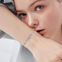 Sterling Silver''Forever Love''Double Heart Bracelets for Women Valentines Day,Birthday,Mothers Day Gifts for Her,Girlfriend,Mom,Best Friend,Sisters