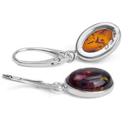 Amber Sterling Silver Oval Leverback Earrings