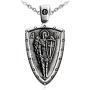 VENICEBEE Archangel St. Michael Saint Medal Cross Sword Shield Angel Guardian Protection Prayer Solid 925 Sterling Silver Pendant Necklace with Chain Black Pouch Polishing Cloth Gift Box