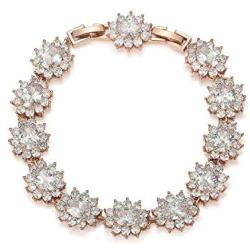 SWEETV Cubic Zirconia Wedding Bridal Bracelet Jewelry for Brides,Bridesmaid, Oval Crystal Tennis Bracelet for Women Prom