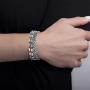 Steve Madden Silver Tone Rhinestone Layered Bangle Bracelet For Women, White, one size (SMB509831RH)