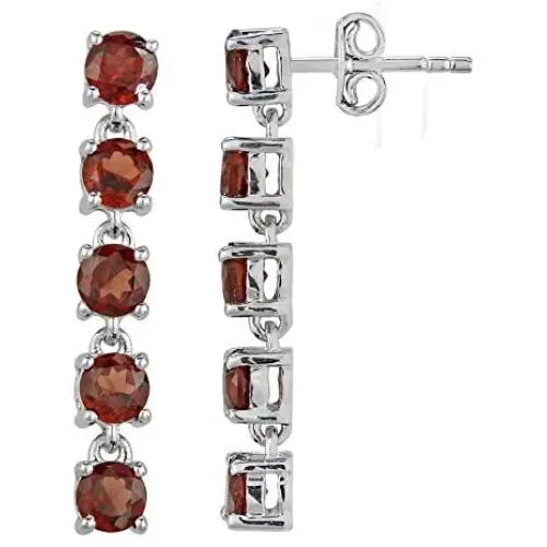Garnet Earrings in Sterling Silver Garnet Earrings in Sterling Silver